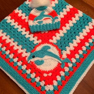 Crochet Baby Blanket: Miami Dolphins Inspired Nursery Decor