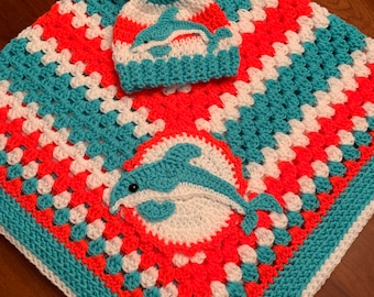 Crochet Baby Blanket: Miami Dolphins Inspired Nursery Decor