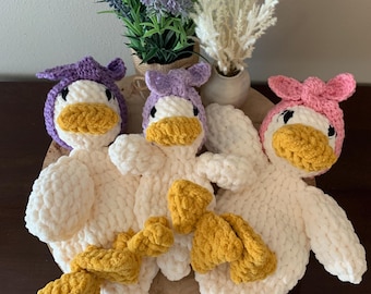 Della Duck Snuggler Lovey – Handmade Plush Duck – Baby Comfort Toy