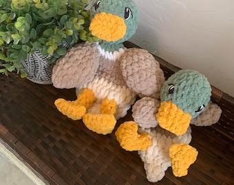 Handmade Mallard Duck Plush Lovey • Soft Blanket Yarn Snuggler