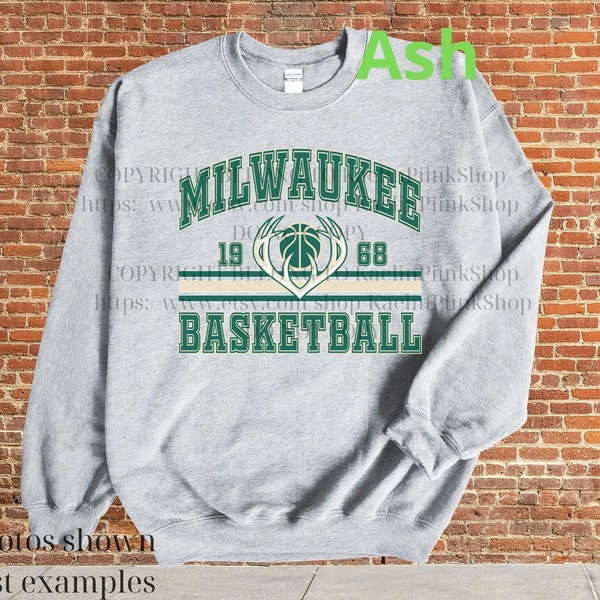 T-shirt da basket Milwaukee B, felpa da basket Milwaukee, maglia da basket Milwaukee, girocollo da basket Milwaukee, maglietta Milwaukee