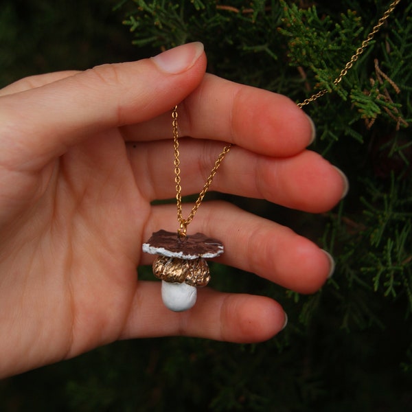 Collier de champignons Cottagecore, bijoux naturels Pendentif de champignons Cottagecore