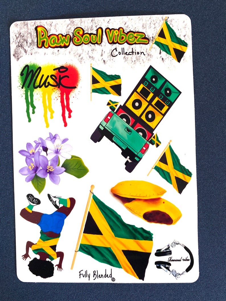 Jamaican, Jamaica, music, patties, soca, reggie, dancehall and decals sheets, Bullet Journal, Planner, Scrapbook, Journal Stickers image 1