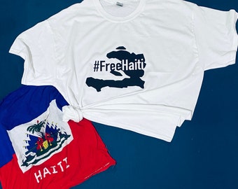Free Haiti T-Shirt (Unisex), Haitian pride, French, Creole, BLM, Haiti outline, independence day, men, women