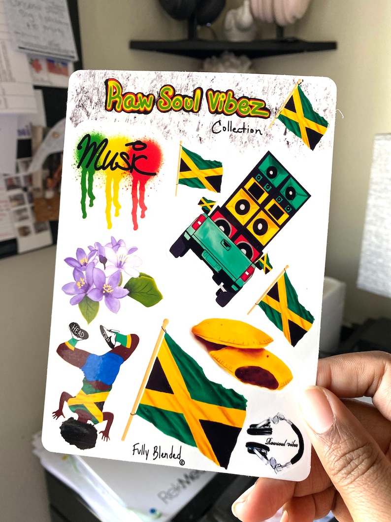 Jamaican, Jamaica, music, patties, soca, reggie, dancehall and decals sheets, Bullet Journal, Planner, Scrapbook, Journal Stickers image 2