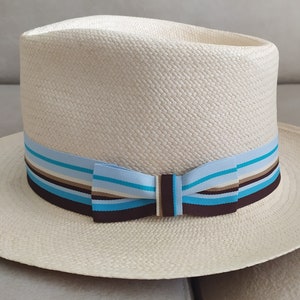 Sand N' Sea bow tie grosgrain striped Hat Band, fit all sizes. Easy to attach, handmade. Elegant grosgrain. Nice color combination.