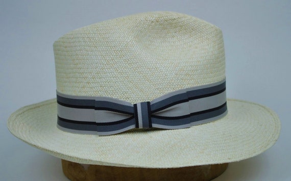 Bow Tie Grosgrain Striped Hat Band Gray 