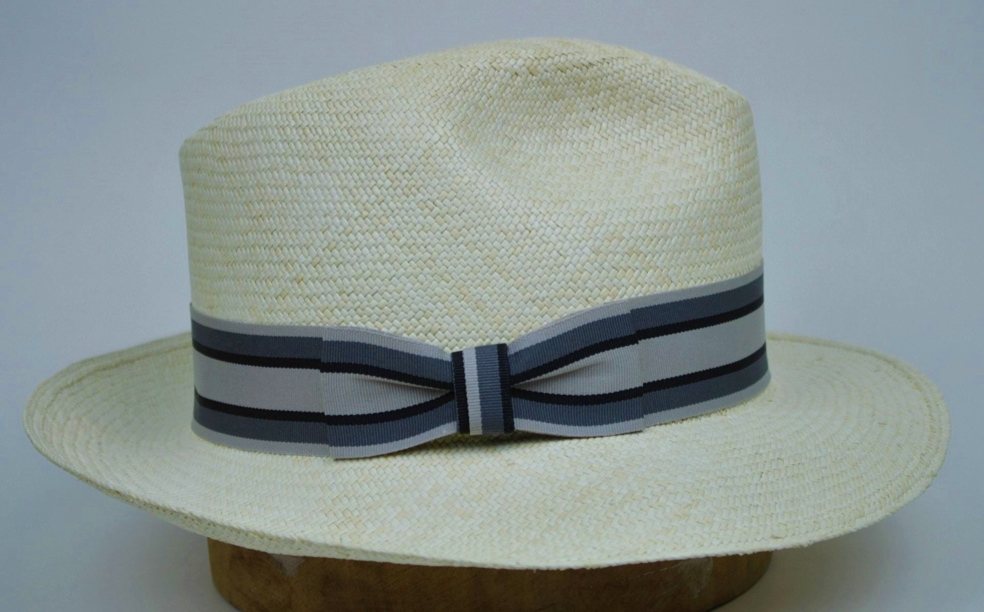 Bow tie grosgrain striped Hat Band Gray/Black fit all sizes. Etsy