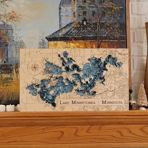 Lake Minnetonka - Minnesota - 3d Bathymetric lake map - SVG Digital Design for Glowforge 3mm laser cutting