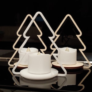 Kerstboom LED theelichtkaarshouder - SVG-bestand - Glowforge en lasersnijden