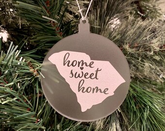 Personalized South Carolina state ornament - customized Christmas ornament, vinyl, acrylic ornament, South Carolina, custom state ornament