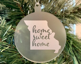 Personalized Missouri state ornament- customized Christmas ornament, vinyl, acrylic ornament, decor, Missouri, custom state ornament