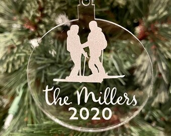 Personalized couples skiing ornament - custom Christmas ornament, Christmas decor, skiing ornament, couples ornament, couples hobby