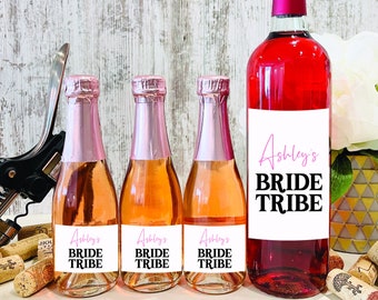 Custom Wine Bottle Label Retro BRIDE TRIBE (water resistant!) - Champagne label, bachelorette gift, bridesmaid gift