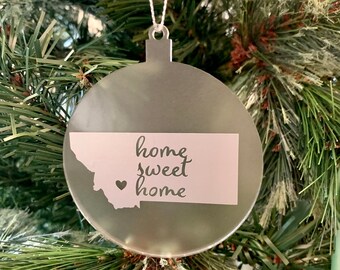 Personalized Montana state ornament - customized Christmas ornament, vinyl, acrylic ornament, Xmas decor, Montana, custom state ornament