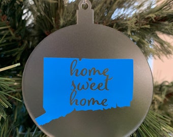 Personalized Connecticut State Ornament - customized Christmas ornament, vinyl, acrylic ornament, decor, Connecticut, custom state ornament