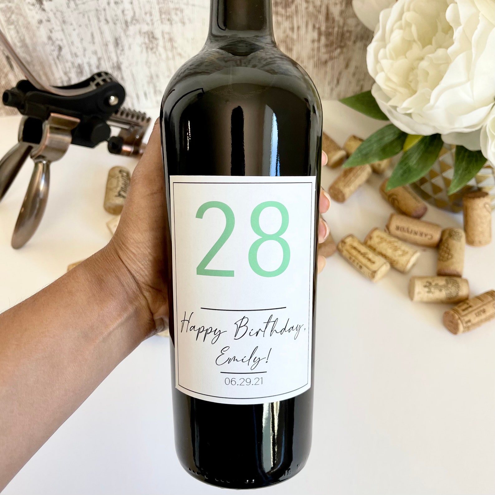 Custom Wine Bottle Label Happy Birthday water Resistant Etsy