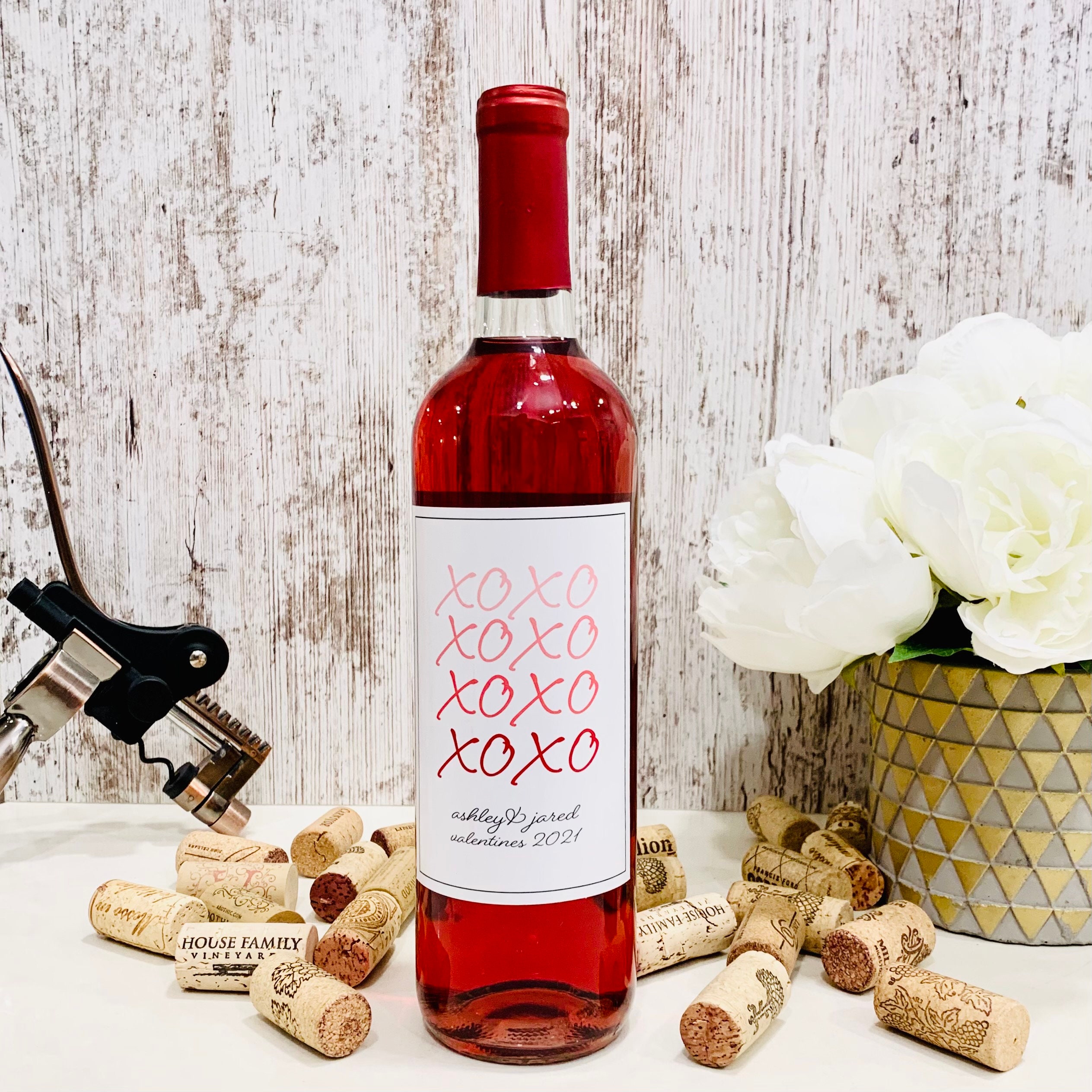 Custom Wine Bottle Label XOXO water Resistant Wine Etsy UK
