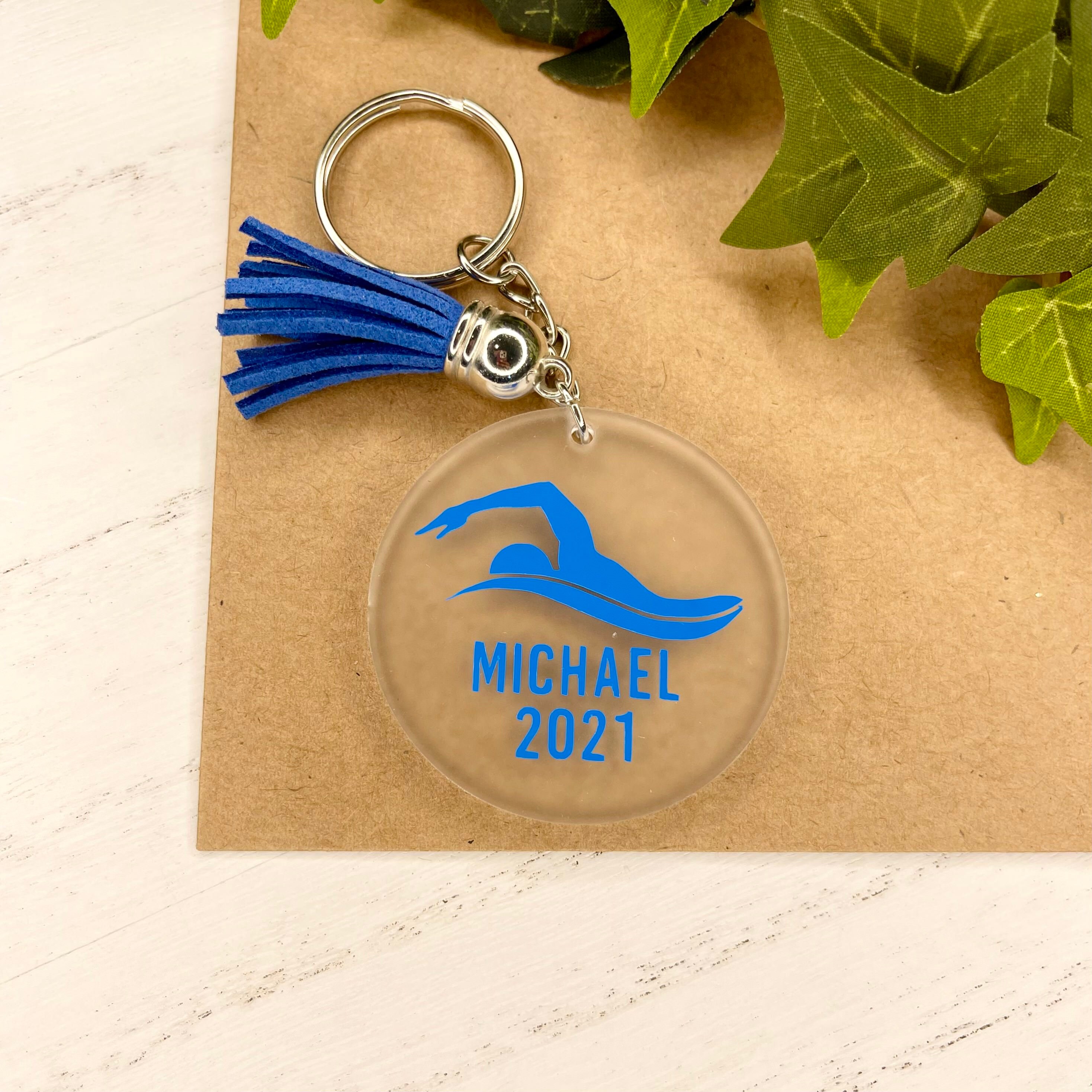 Personalized Swimming Keychain Custom Keychain, Acrylic Keychain, Party