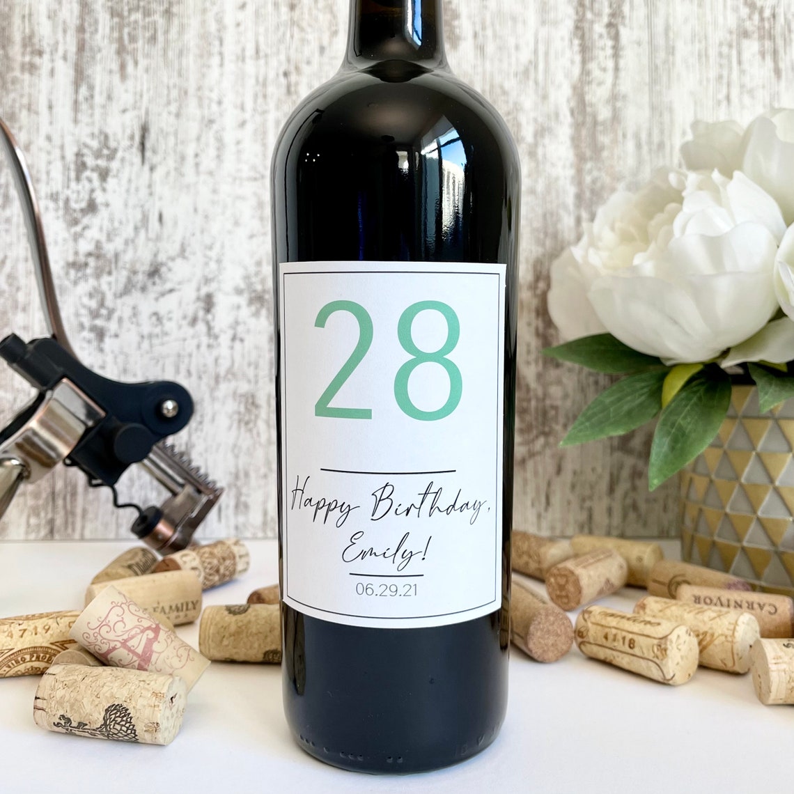 Custom Wine Bottle Label Happy Birthday water Resistant Etsy