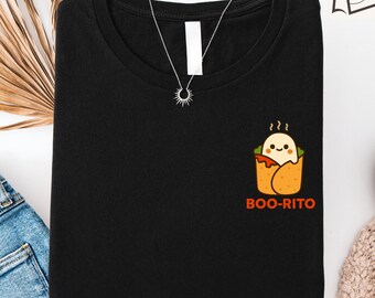 Funny Boo-rito Shirt, Cute Ghost Burrito Halloween Tee, Comfort Colors® Kawaii Spooky Season Shirt, Taco Lover Halloween Gift For Her Him