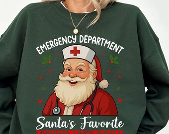Santa's Favorite Emergency Department Christmas Sweatshirt, Xmas Emergency Department Shirt, Funny Emergency Department Christmas Gift