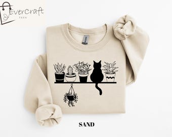 Cats And Plants Mom Sweatshirt, Plants Lover Shirt, Gardening Gifts For Women, Plant Cat Mom Shirt, Plants Lover Gift, Gardener Sweatshirt