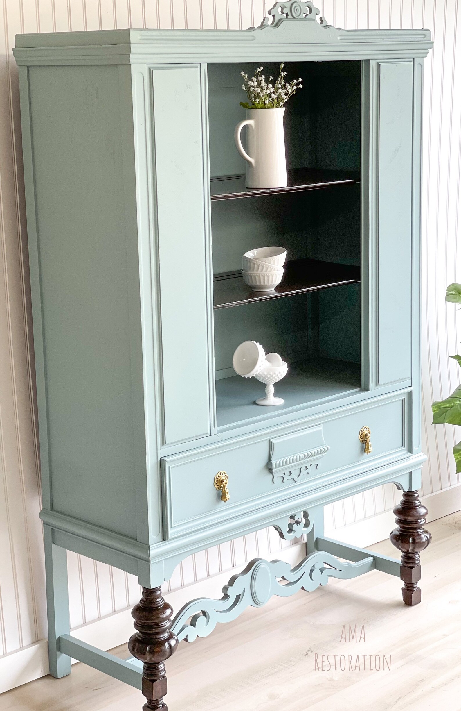 SOLD Antique Jacobean style hutch FREE SHIPPING Etsy