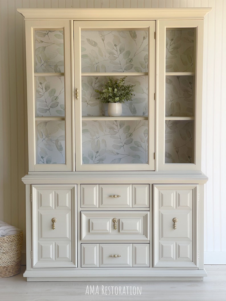 SOLD Refinished Basset China Hutch Buffett Etsy