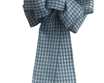 Boerderij blauw/ivoor pastel strik voor krans, bloemstuk, lantaarn, cadeau, mand, add-on