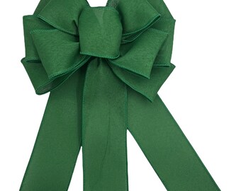 Emerald Canvas Bow For Wreath, Floral Arrangement, Basket, Lantern, Front Door Decoration