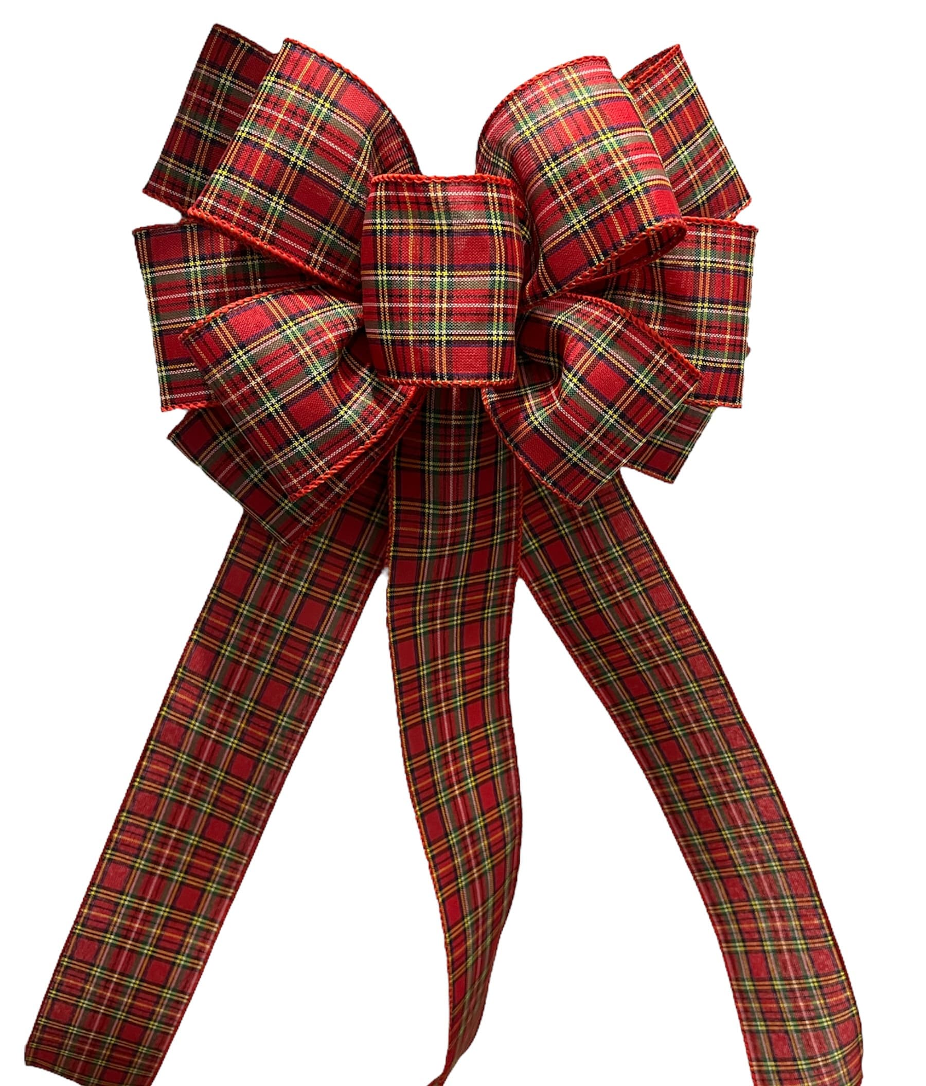 Traditional Plaid Christmas Bow with Size Options for wreath lantern…