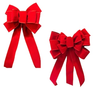 Outdoor Red Velvet Bow for Christmas Wreaths, Front Door Accent, Garland, Lantern, Swags Size Options
