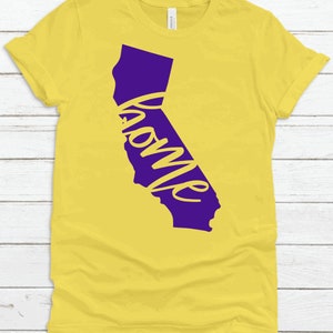 California Home State Shirt, Cali Shirt, West Coast Shirt, State Shirt, Gift, California, Purple & Gold California Shirt, Cali, Vinyl Shirt