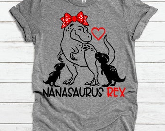 Nanasaurus Rex Shirt, Nana Shirt, Dinosaur Nana Shirt, Dinosaur Nana with Two Babies, Gift For Nana, Grandma Shirt, Vinyl Shirt,Custom Shirt