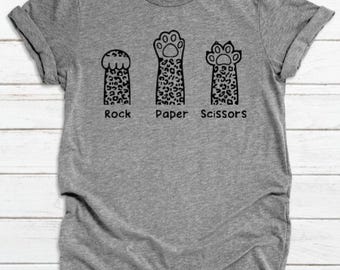 Rock Paper Scissors Cat Paw Shirt, Funny Shirt, Pet Lover Shirt, Cat Lover Shirt, Funny Cat Shirt, Cat Shirt, Vinyl Shirt, Custom Shirt