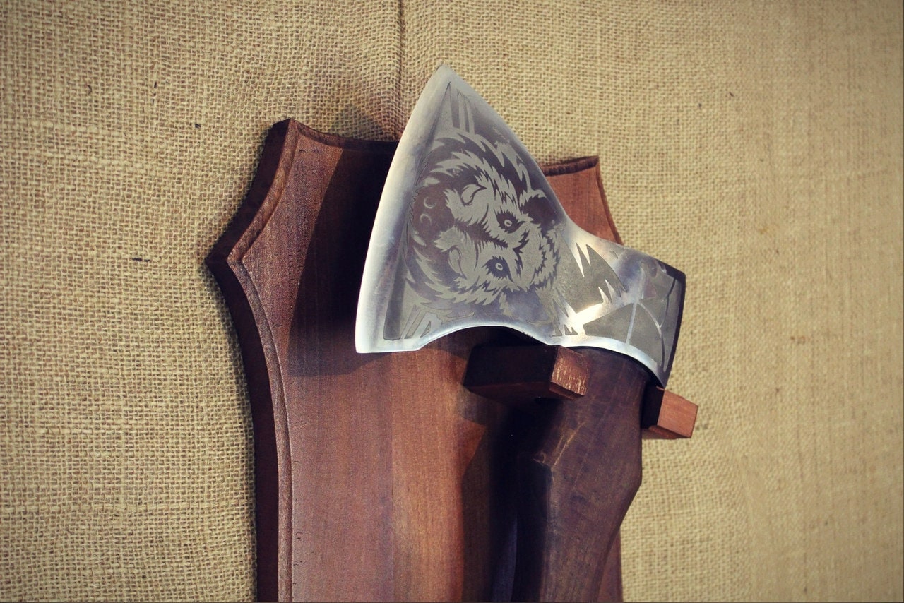Wooden holder of the axe. Wall mount holder for a weapon or Etsy