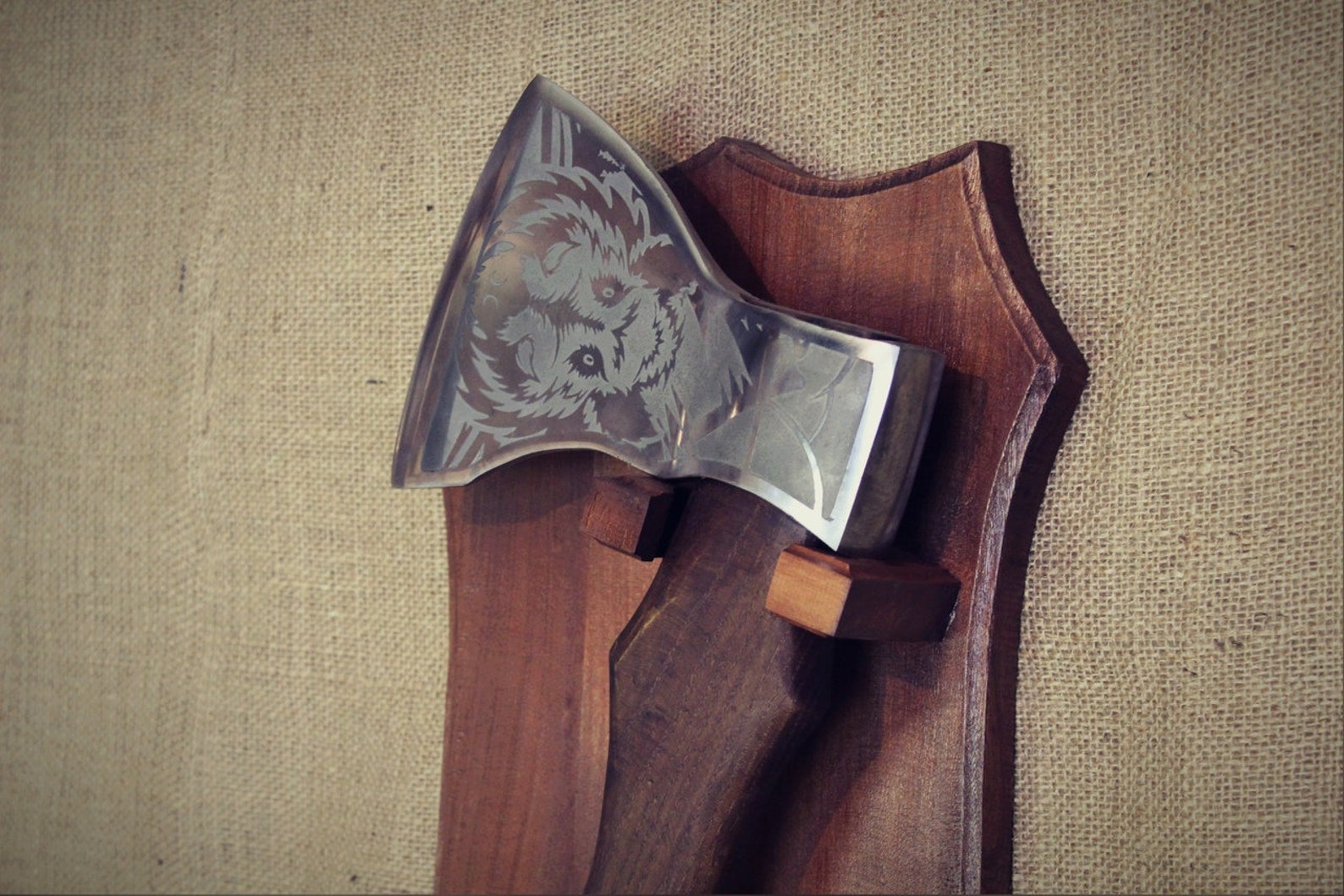 Wooden holder of the axe. Wall mount holder for a weapon or Etsy