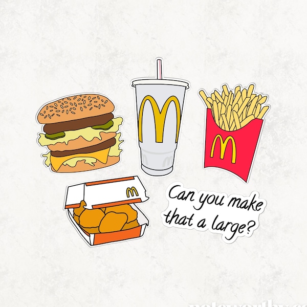 Cute McDonald's Stickers Set | Waterproof, Water Resistant Sticker | Laptop, Bottle, Hydroflask, Notebook | Aesthetic Vibe