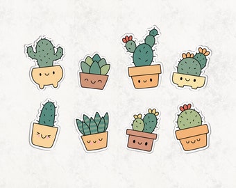 Mini Happy Cactus Sticker Set Bundle | Waterproof, Water Resistant Stickers | Hydroflask, Bottle, Laptop