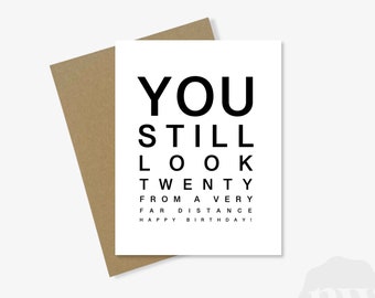 Happy Birthday Greeting Card | You Still Look Twenty From A Very Far Distance | A2 Card, Funny, Cute