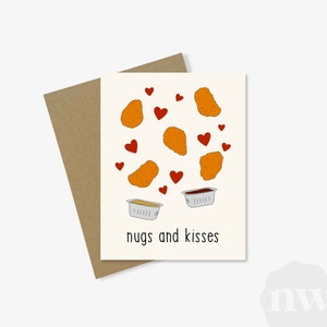 Nugs and Kisses Greeting Card | Cute, Chicken Nuggets Matte Card | A2, Kraft Envelope | 100% Recycled Paper | Birthday Thank You