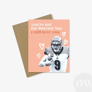 Joe Burrow Greeting Card | Cincinnati Bengals, Piłka nożna | Słodka, Zabawna | 100% Recyklingu, A2 | Urodziny, Podziękowania, Rocznica | Pomysł na prezent