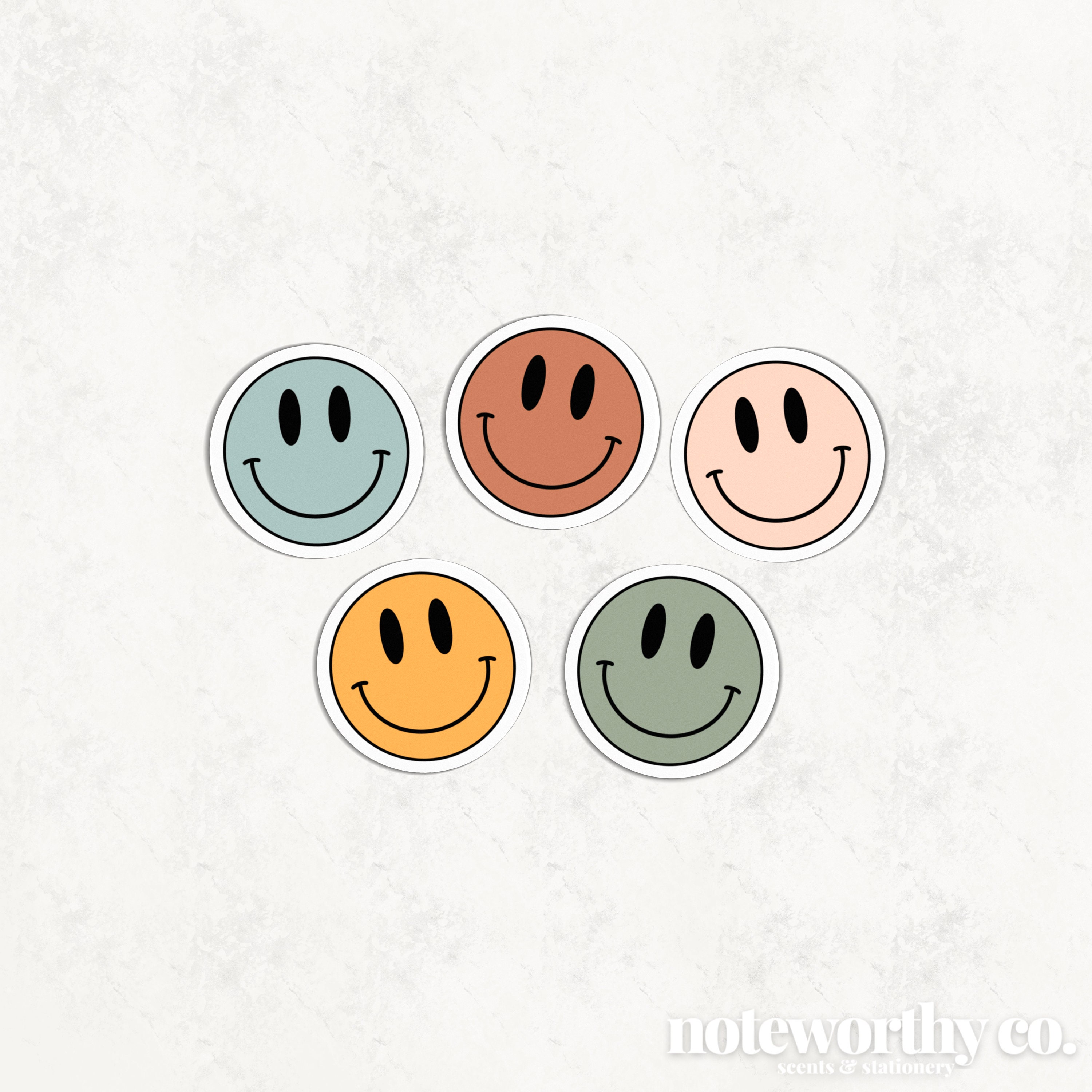 Cute Smiley Face Stickers | Boho, Aesthetic, Sticker Set | Waterproof,  Water Resistant, Matte, Glossy | Water Bottle, Laptop, Notebook