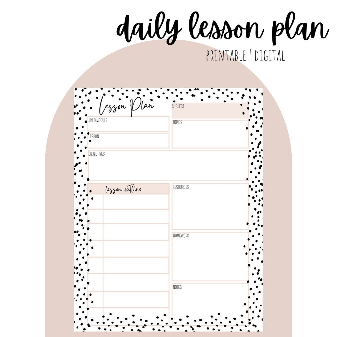 Daily Lesson Planner, Editable Printable Lesson Plan, Digital Lesson