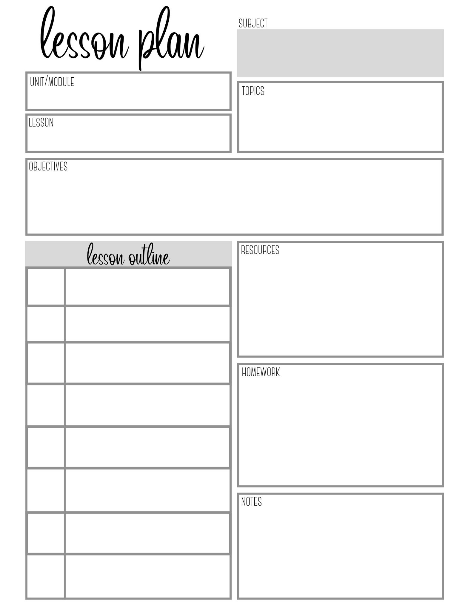 Daily Lesson Planner Printable Lesson Plan Digital Lesson Etsy
