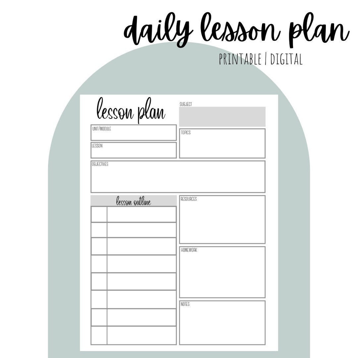 Daily Lesson Planner Printable Lesson Plan Digital Lesson image 1