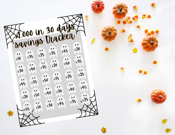 Printable Digital Budget Tracker Fall Planner Theme Printable Savings Tracker Halloween Habit Tracker Budget Template Savings Challenge