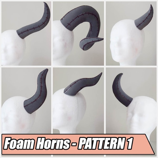 Cornes de cosplay DIY / Cornes de dragon / Cornes de diable / Larp / Faune / Modèle de couture Fursuit (Article numérique / PDF)