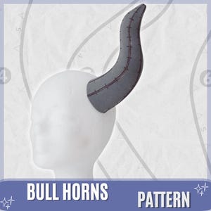 DIY bull horns, cosplay horns, costume horns, foam horns pattern, eva foam template, larp, fawn, fursuit pattern  (Digital PDF)